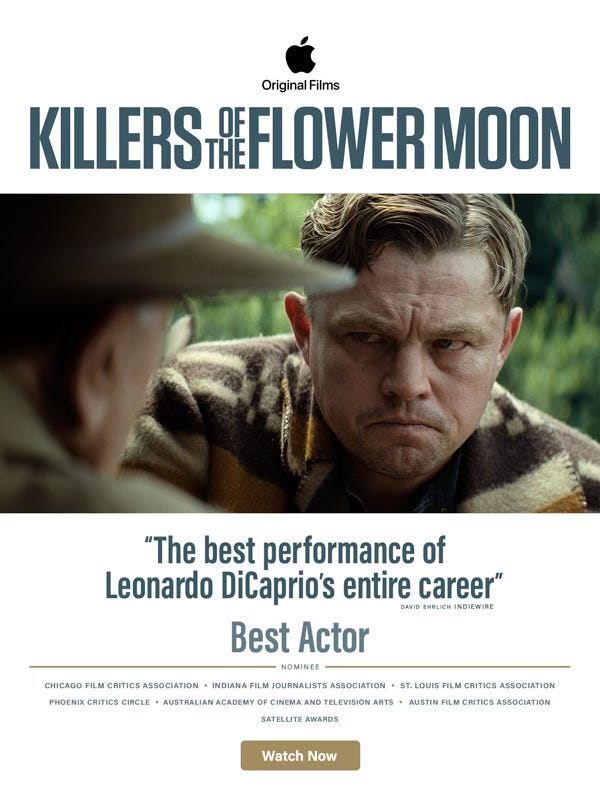 Prepare to be dazzled by Leonardo DiCaprio’s complex portrayal in the captivating epic KILLERS OF THE FLOWER MOON