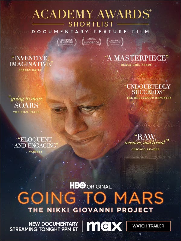 For Your Consideration | Going to Mars: The Nikki Giovanni Project a film by Joe Brewster and Michèle Stephenson