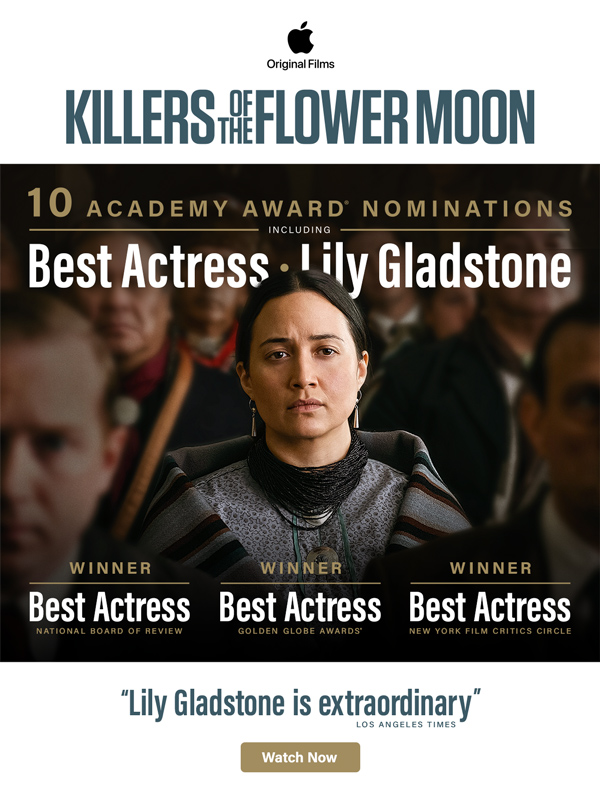 Lily Gladstone Makes History with SAG Lead Actress Win in Martin Scorsese’s KILLERS OF THE FLOWER MOON