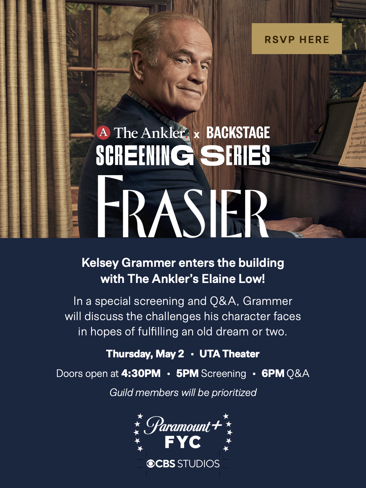 Join Kelsey Grammer Tomorrow Night