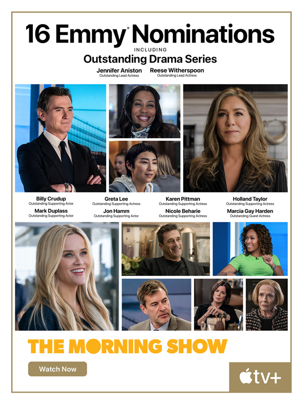 “Beautiful, glorious television” | The Morning Show Lands 16 Emmy Nominations including Outstanding Drama Series | Watch Now