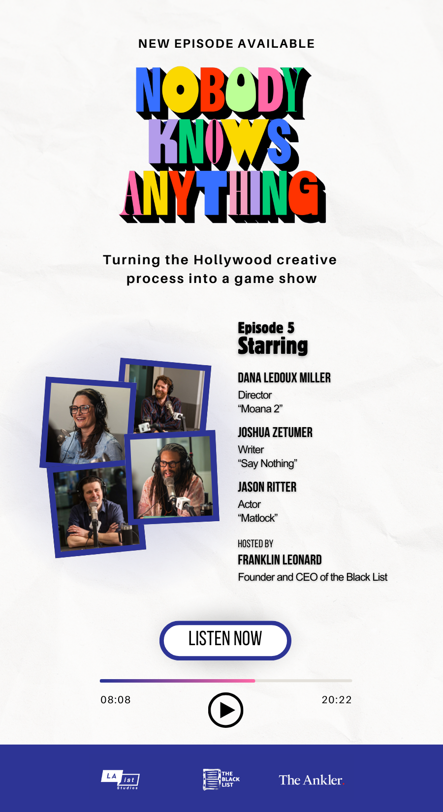 Listen Now: Dana Ledoux Miller, Joshua Zetumer & Jason Ritter on “Nobody Knows Anything”