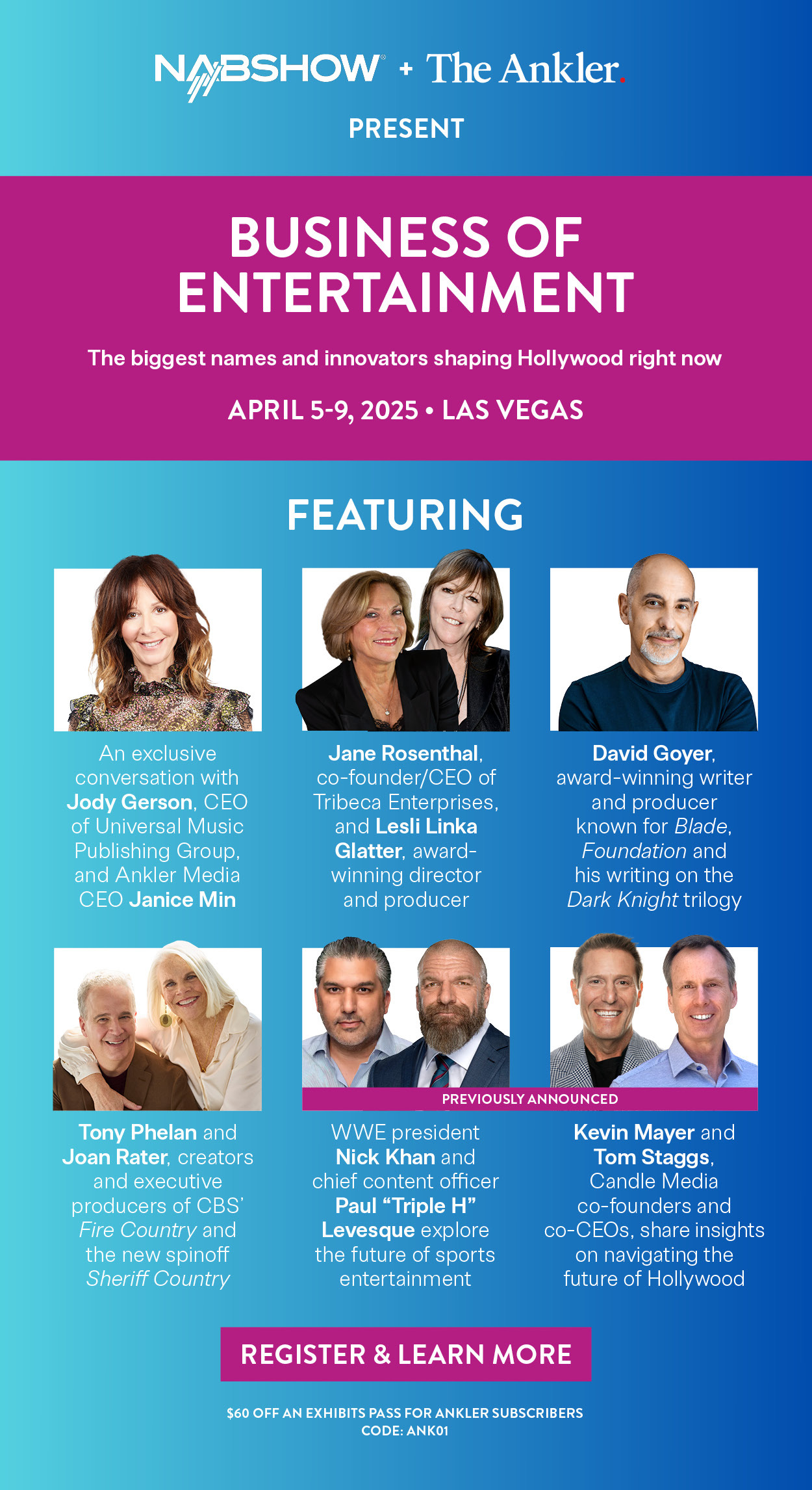 Jody Gerson, Jane Rosenthal, David S. Goyer Join The Ankler at NAB Show