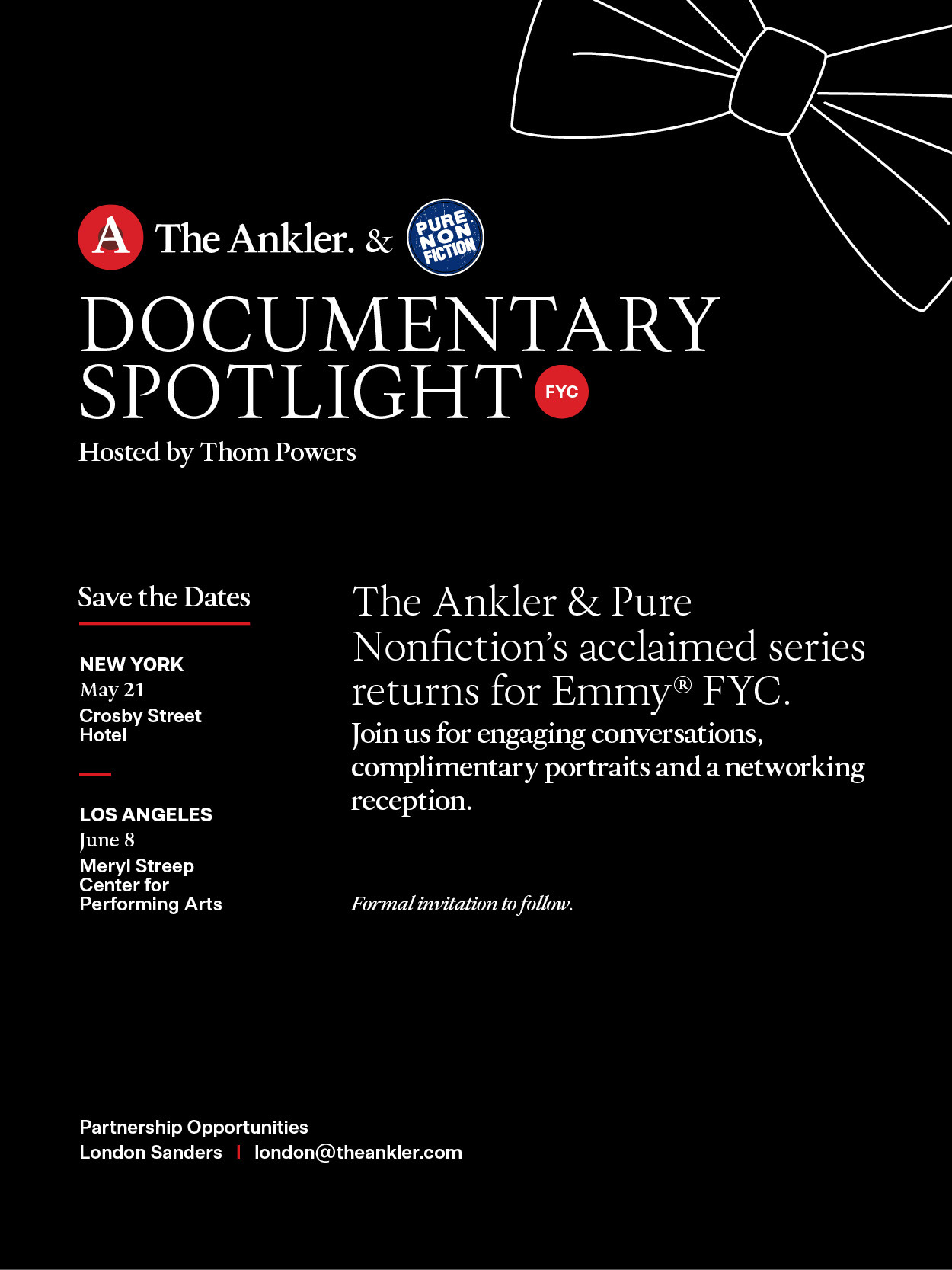 Dates Announced! The Ankler & Pure Nonfiction Documentary Spotlight NY, LA