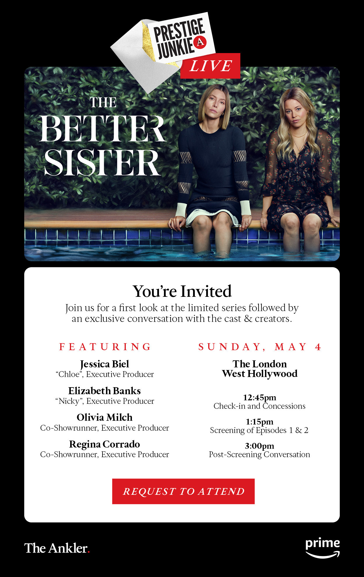 Join Jessica Biel & Elizabeth Banks for “The Better Sister” Screening & Conversation on 5.4