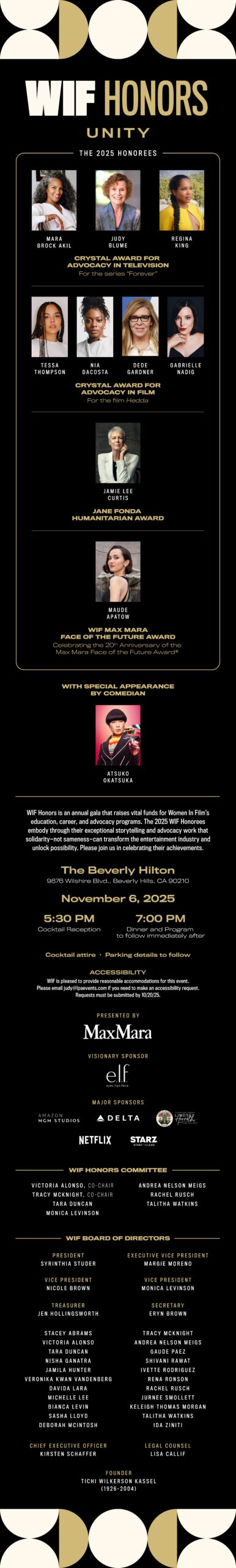 Purchase Tickets & Tables at WIF.org/Honors