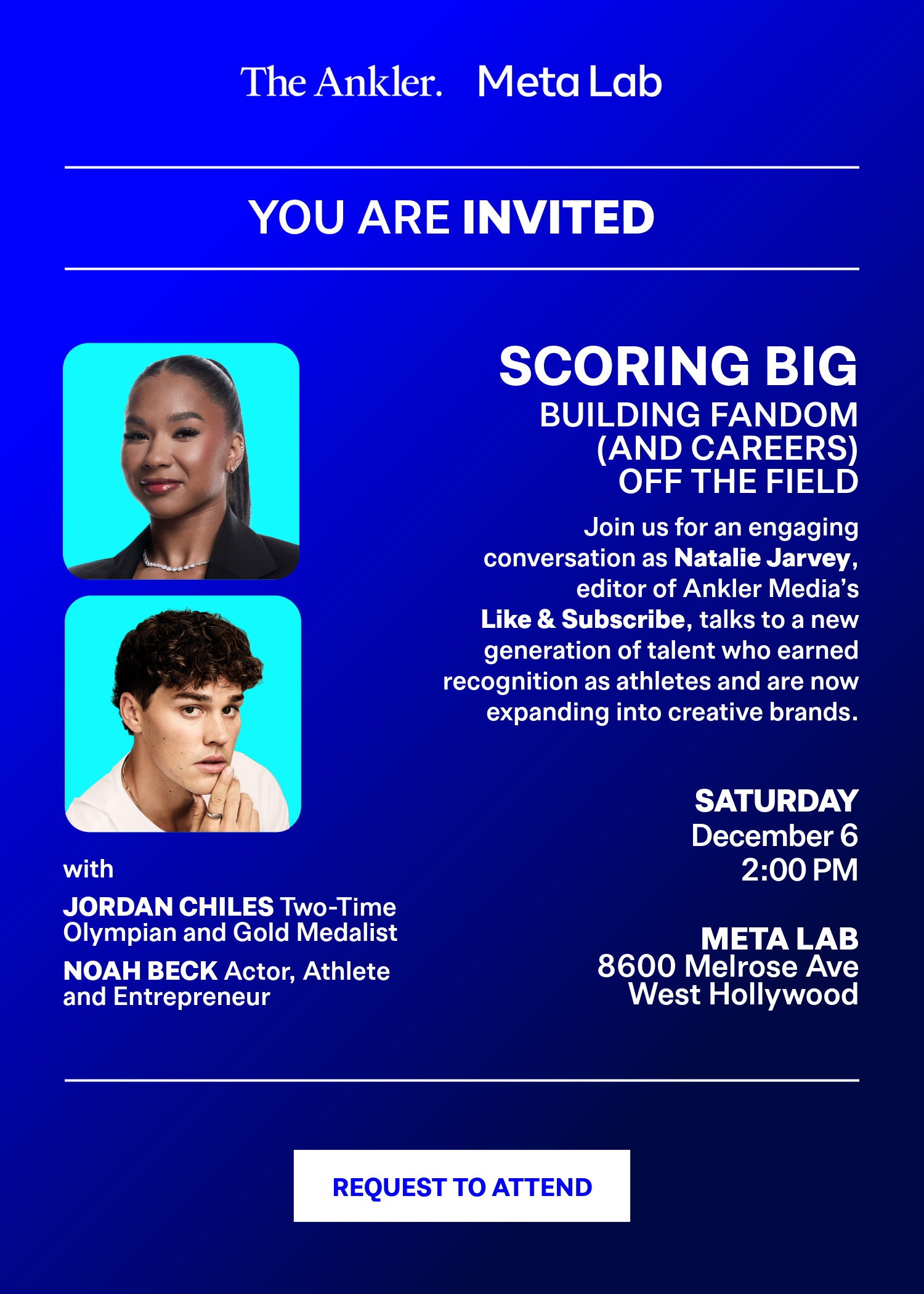 RSVP Today – Join Jordan Chiles & Noah Beck for an Exclusive Conversation 12.6