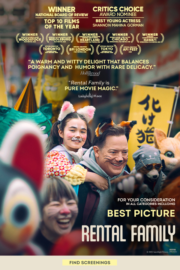 RENTAL FAMILY | Brendan Fraser is “masterful” in “one of the year’s best films” | FYC in all categories