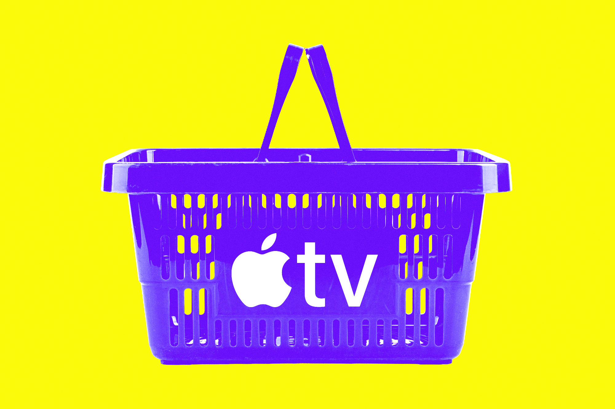 shopping basket with the Apple TV logo on its side