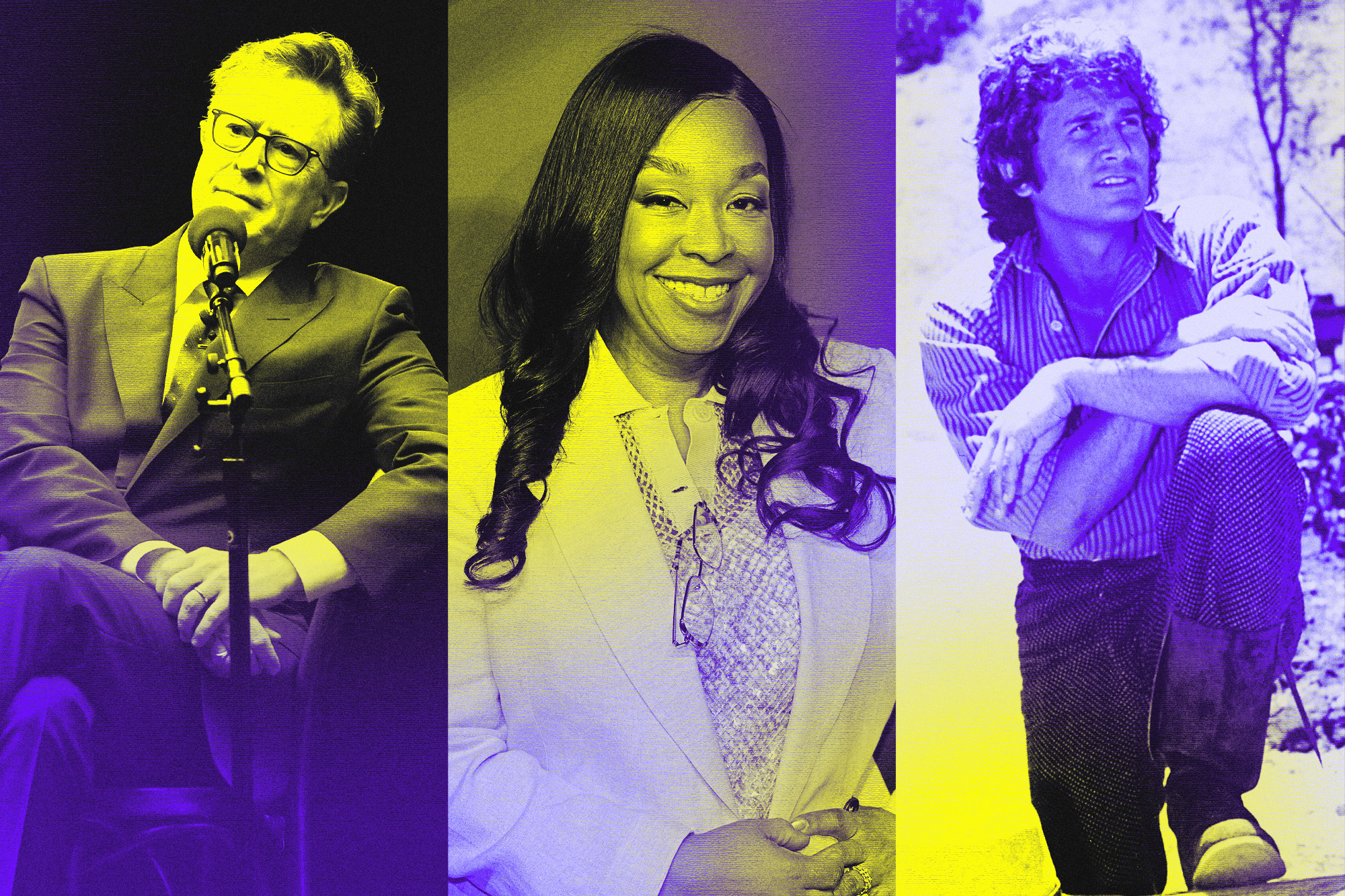 Triptych: Stephen Colbert, Shonda Rhimes, Michael Landon in 'Little House on the Prairie' (1974)