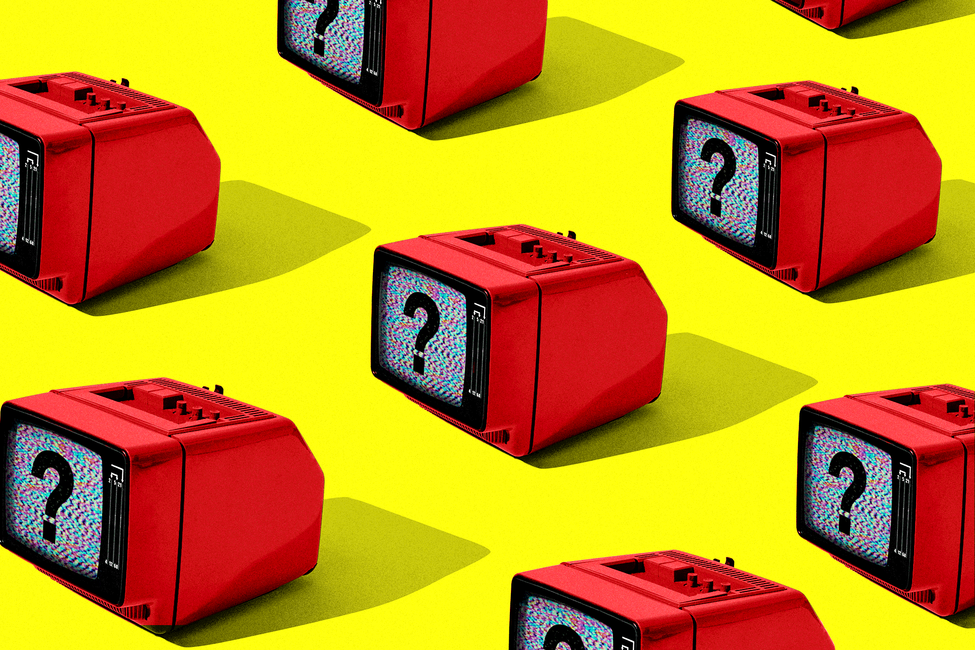 pattern of retro TVs with a question mark and static on their screens