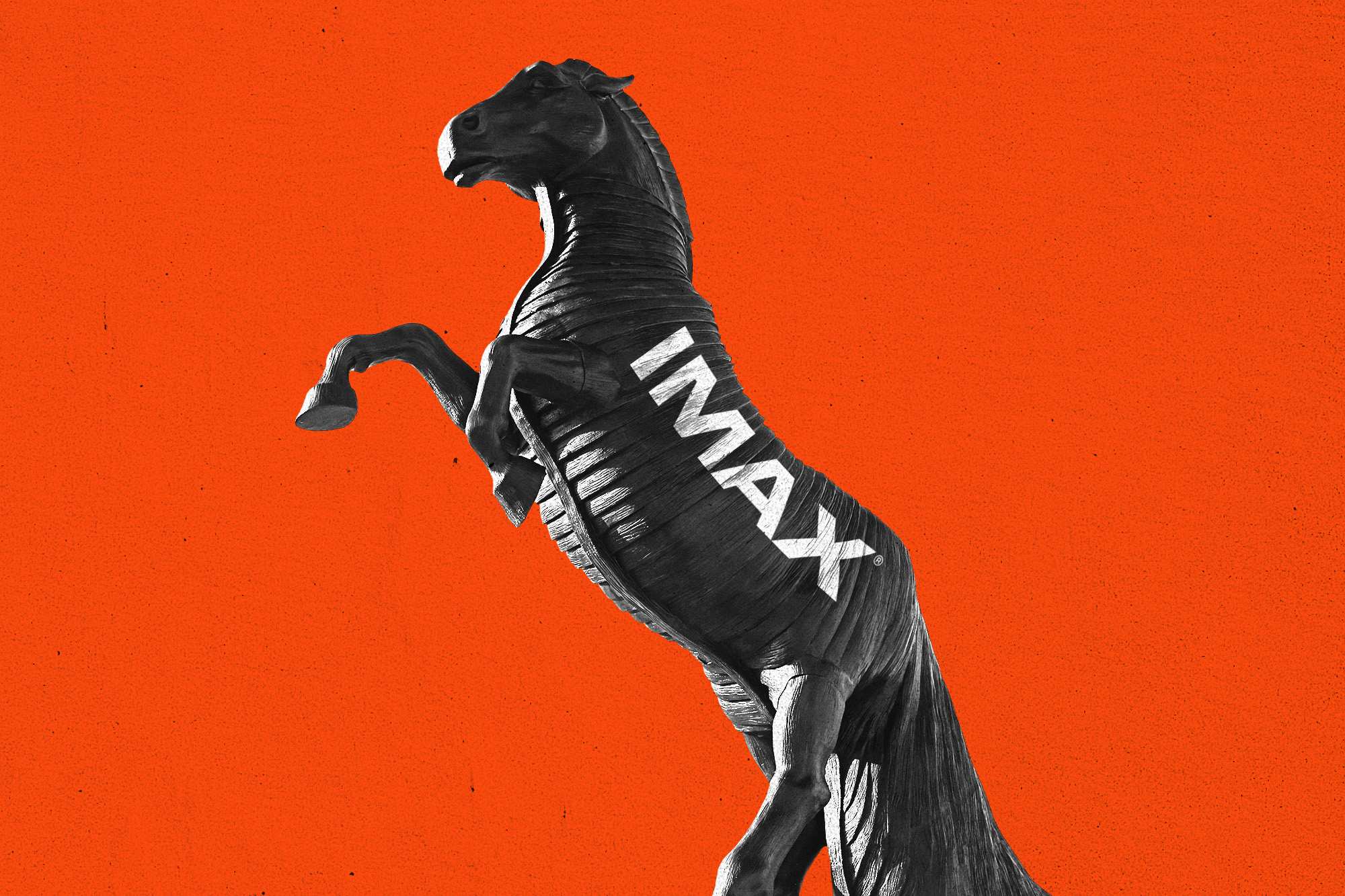 Trojan Horse from 'The Odyssey' with the IMAX logo on its side