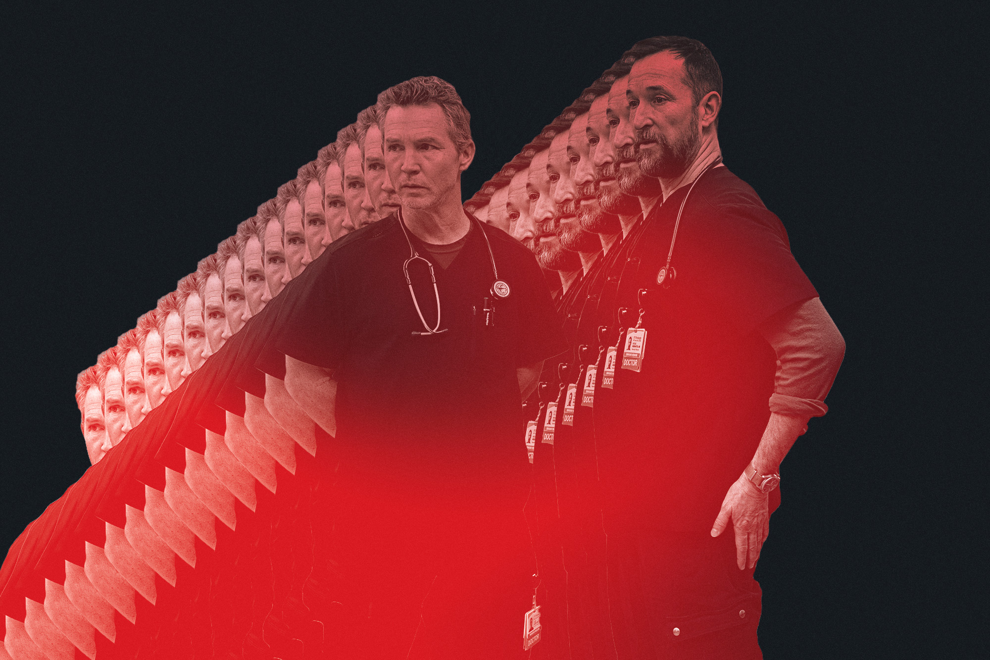 Shawn Hatosy and Noah Wyle in 'The Pitt'