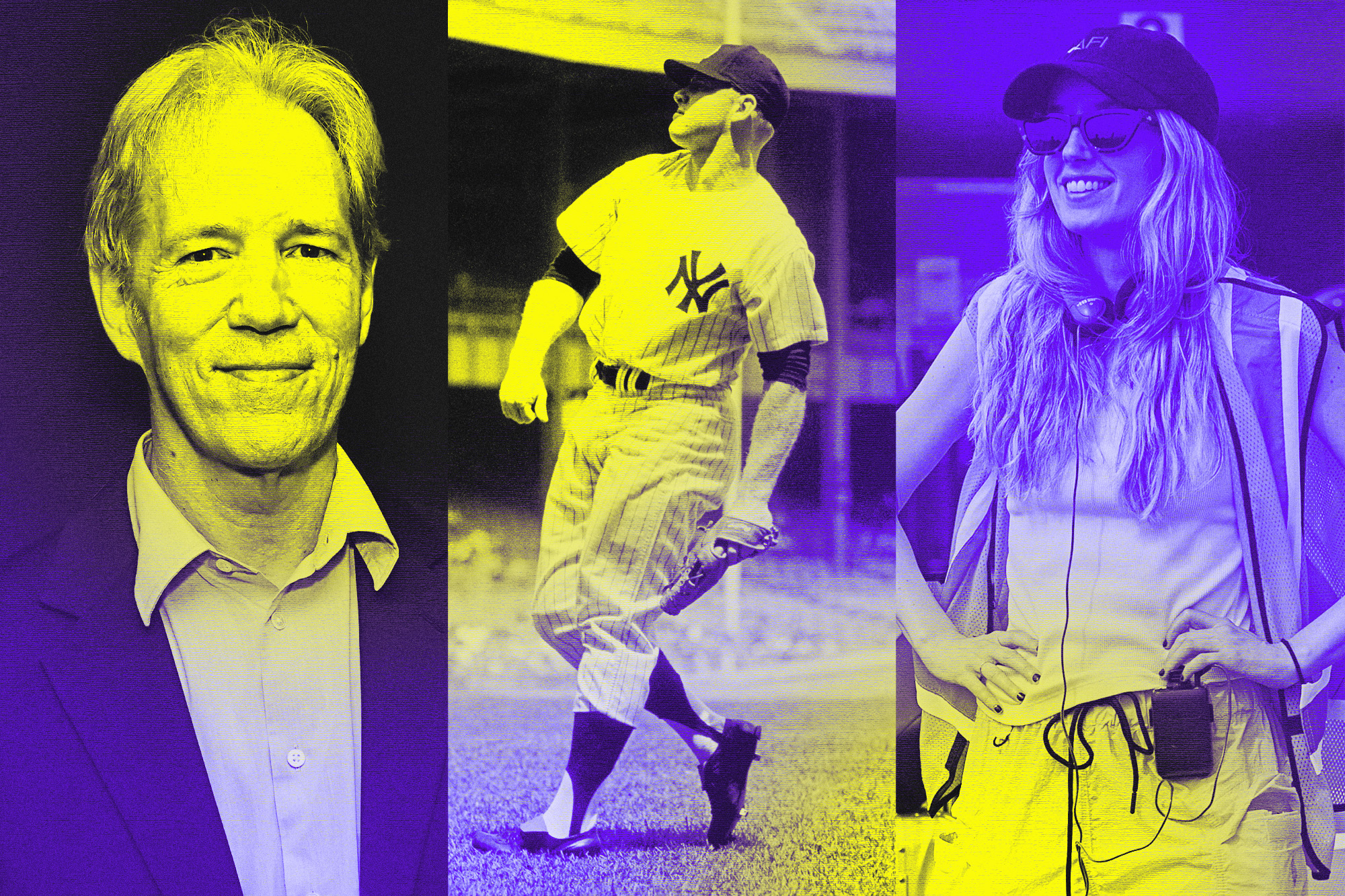 triptych: David E. Kelley, Mickey Mantle playing for the Yankees, 'Sterling Point' showrunner Megan Park