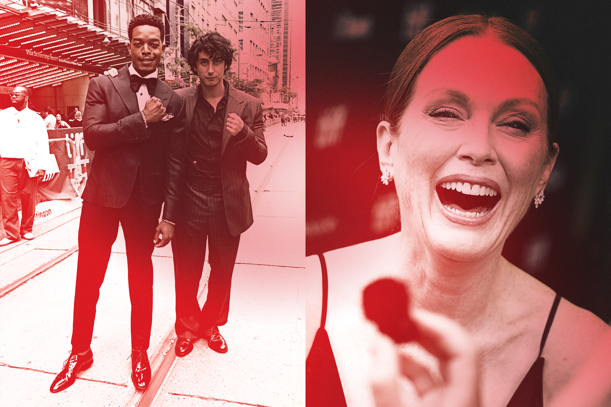 diptych: Stephan James and Anthony Ippolito from 'I Play Rocky' and Julianne Moore from 'The Debut'