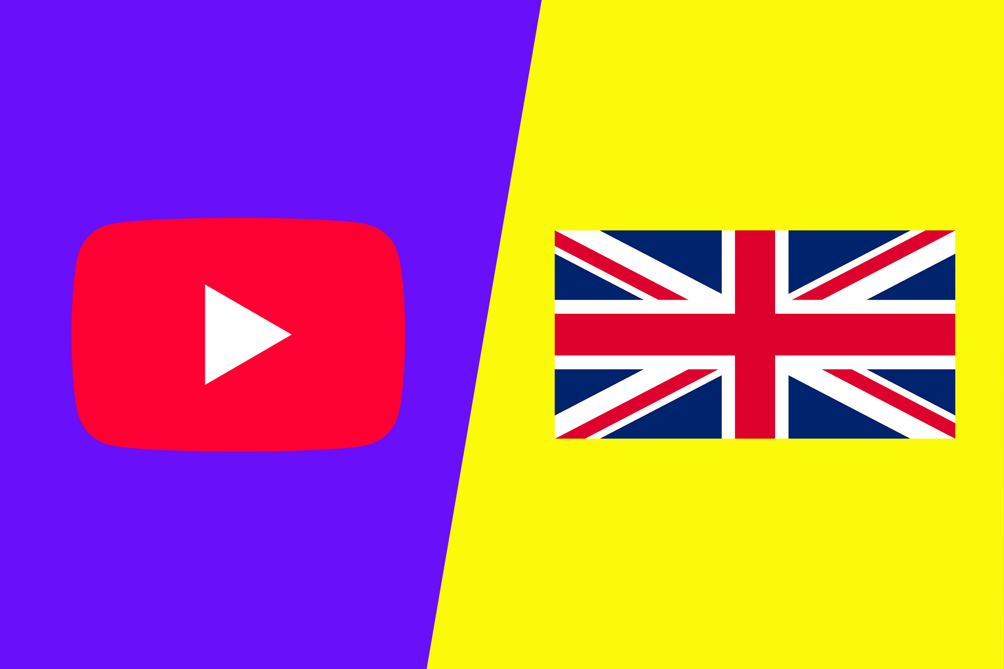 YouTube logo and United Kingdom flag