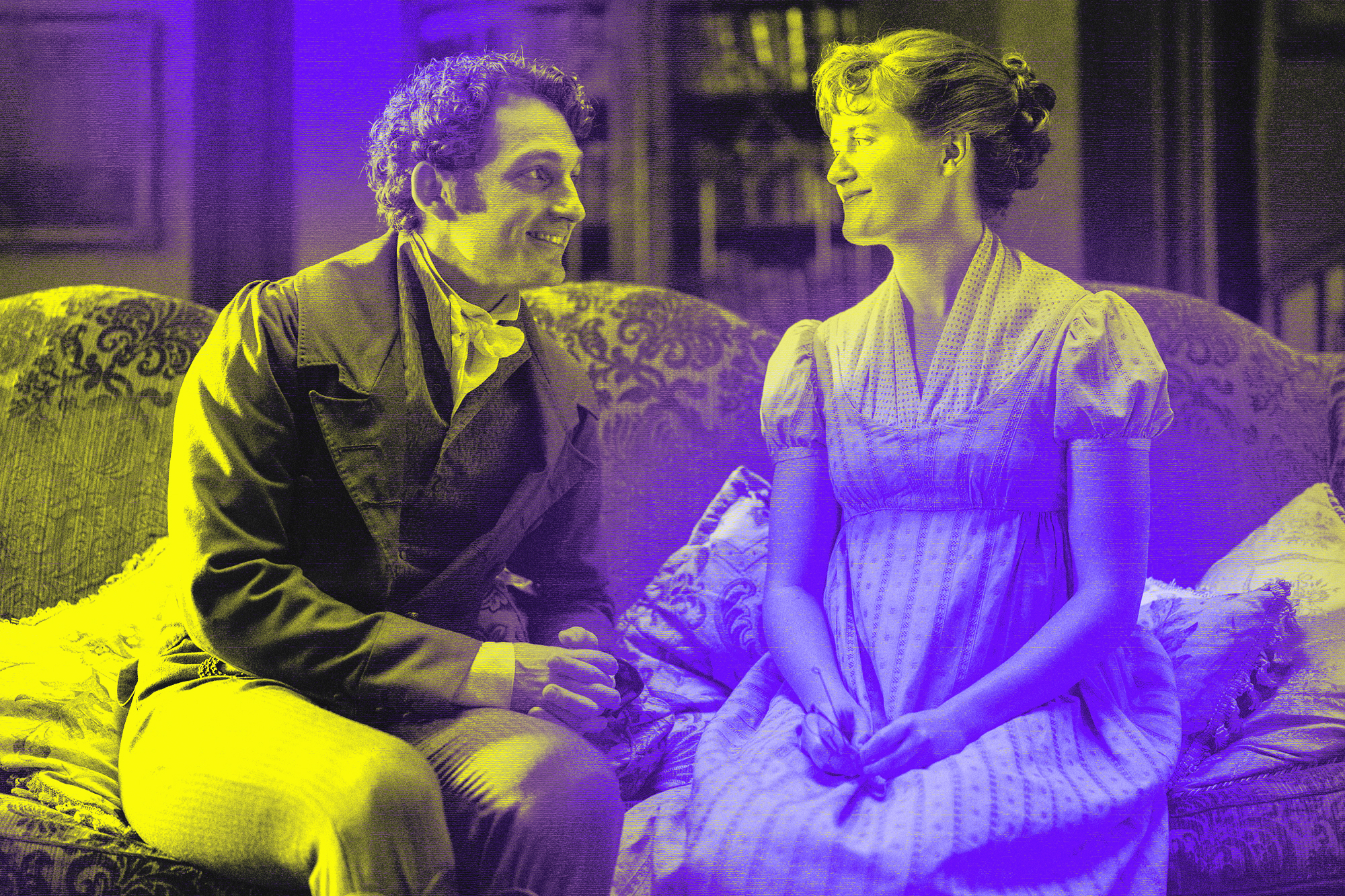 Ella Bruccoleri as Mary Bennet and Laurie Davidson as Mr Ryder in 'The Other Bennet Sister'