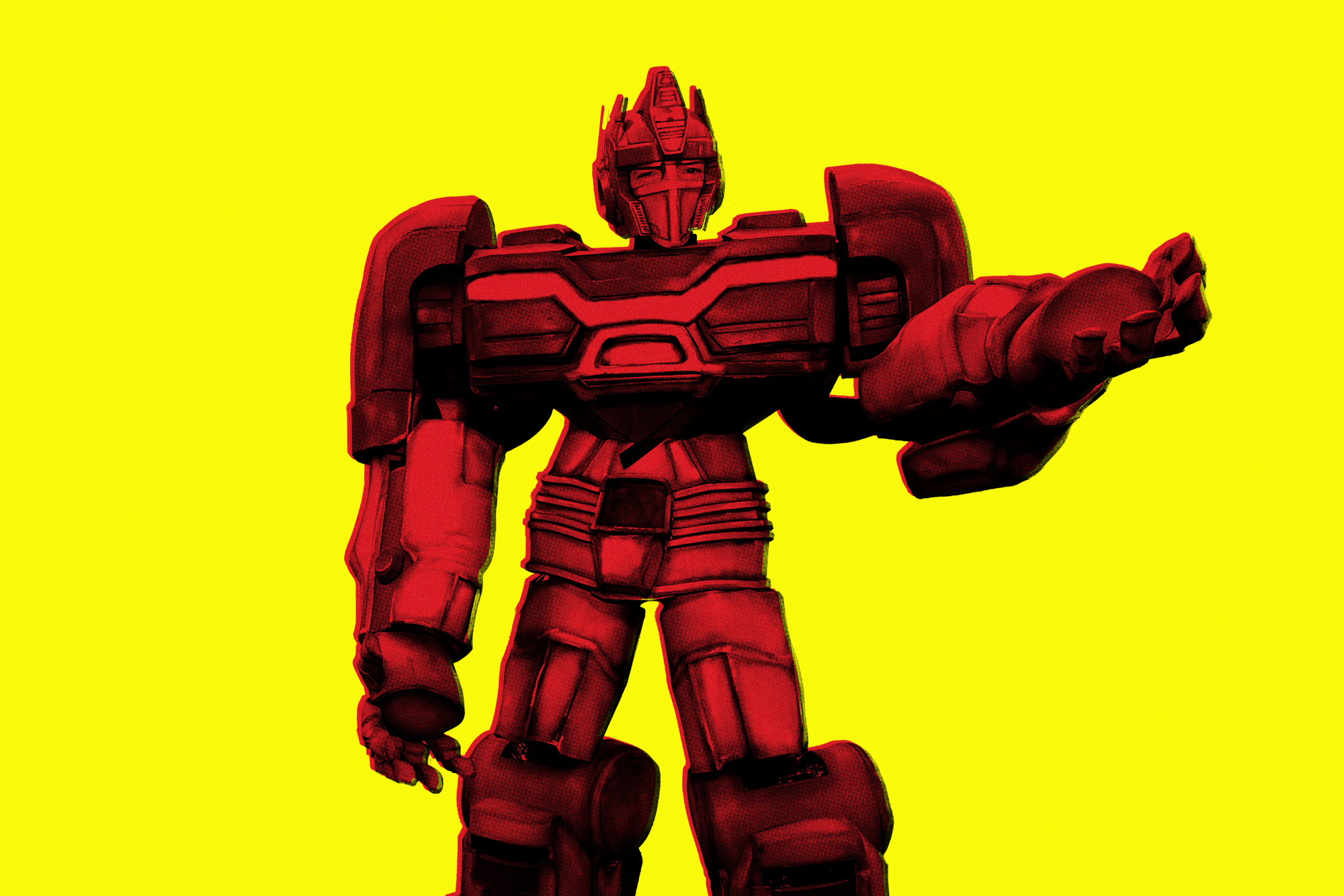 Transformer Optimus Prime with the eyes of Michael De Luca