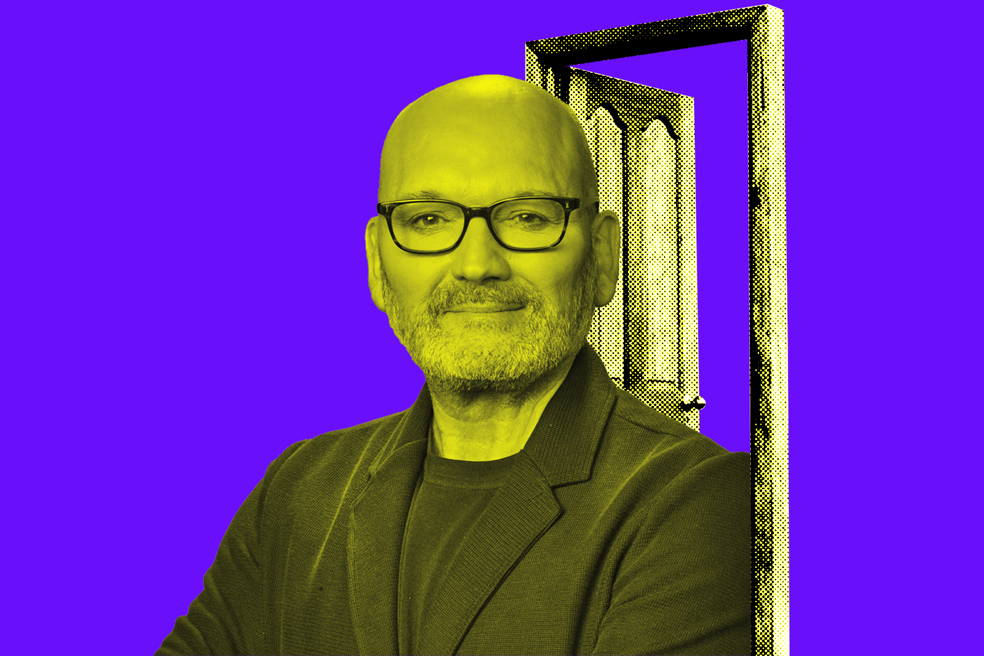 Ben Frow in front of an open door